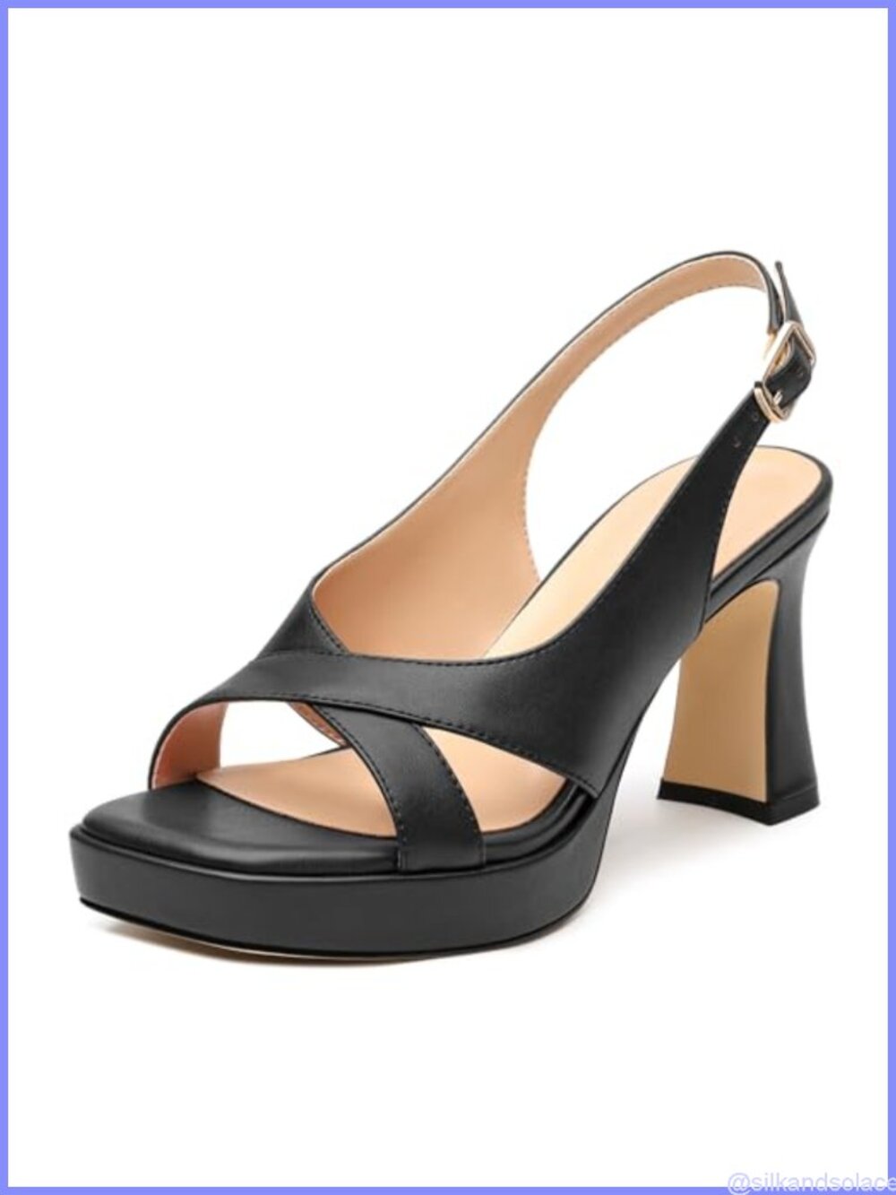 Platform Heels Chunky Block Sandals Open Toe Slingback Ankle Strap